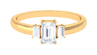 Emerald Cut Cubic Zirconia 3 Stone Engagement Ring Zircon - ( AAAA ) - Quality - Rosec Jewels