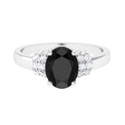 Created Black Diamond and Diamond Oval Engagement Ring Lab Created Black Diamond - ( AAAA ) - Quality - Rosec Jewels