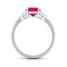 Created Ruby Oval Engagement Ring with Diamond Lab Created Ruby - ( AAAA ) - Quality - Rosec Jewels