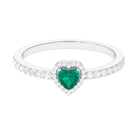 0.75 CT Heart Shape Emerald Engagement Ring with Diamond Halo Emerald - ( AAA ) - Quality - Rosec Jewels