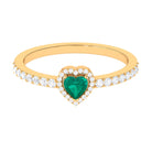 0.75 CT Heart Shape Emerald Engagement Ring with Diamond Halo Emerald - ( AAA ) - Quality - Rosec Jewels