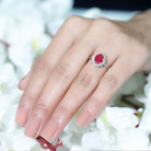 1.50 CT Princess Diana Inspired Created Ruby and Diamond Ring Lab Created Ruby - ( AAAA ) - Quality - Rosec Jewels