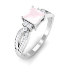 1 CT Split Shank Rose Quartz and Diamond Engagement Ring Rose Quartz - ( AAA ) - Quality - Rosec Jewels