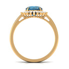 Claw Set London Blue Topaz Cocktail Ring with Diamond Halo London Blue Topaz - ( AAA ) - Quality - Rosec Jewels