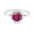 Claw Set Pink Tourmaline Cocktail Ring with Moissanite Halo in Gold Pink Tourmaline - ( AAA ) - Quality - Rosec Jewels