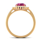 Claw Set Pink Tourmaline Cocktail Ring with Moissanite Halo in Gold Pink Tourmaline - ( AAA ) - Quality - Rosec Jewels