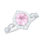 1.25 CT Vintage Rose Quartz Engagement Ring with Diamond Accent Rose Quartz - ( AAA ) - Quality - Rosec Jewels