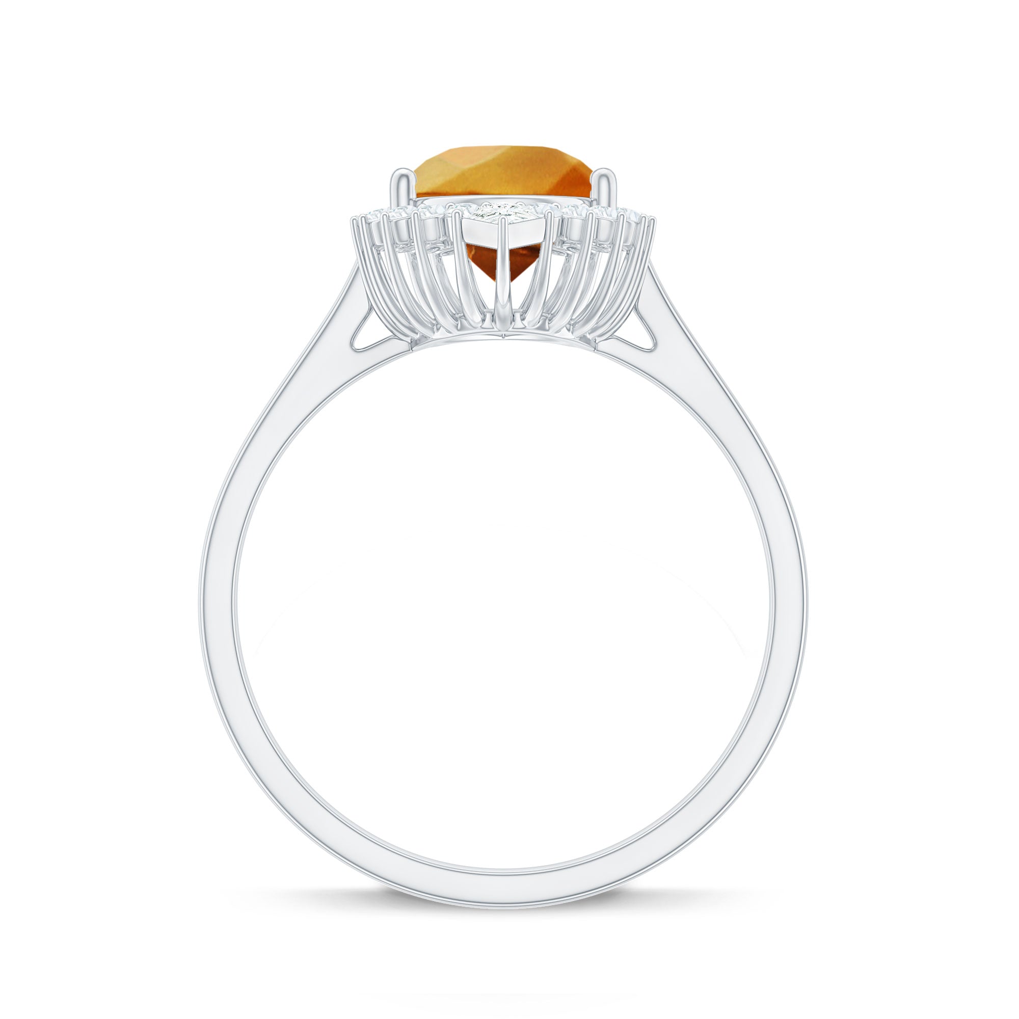 Pear Shaped Citrine and Diamond Halo Cocktail Engagement Ring Citrine - ( AAA ) - Quality - Rosec Jewels