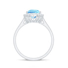 Pear Shape Aquamarine Statement Engagement Ring with Diamond Halo Aquamarine - ( AAA ) - Quality - Rosec Jewels