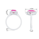 Pear Created Pink Sapphire Cocktail Halo Ring with Diamond Lab Created Pink Sapphire - ( AAAA ) - Quality - Rosec Jewels