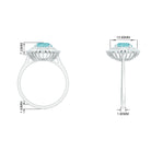 2 CT Round Sky Blue Topaz Cocktail Ring with Moissanite Double Halo Sky Blue Topaz - ( AAA ) - Quality - Rosec Jewels