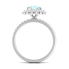 Round Sky Blue Topaz Statement Engagement Ring with Moissanite Cluster Halo Sky Blue Topaz - ( AAA ) - Quality - Rosec Jewels