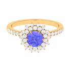 2 CT Round Tanzanite Statement Engagement Ring with Diamond Tanzanite - ( AAA ) - Quality - Rosec Jewels