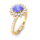 2 CT Round Tanzanite Statement Engagement Ring with Diamond Tanzanite - ( AAA ) - Quality - Rosec Jewels