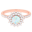 2 CT Round Ethiopian Opal Statement Engagement Ring with Moissanite Ethiopian Opal - ( AAA ) - Quality - Rosec Jewels