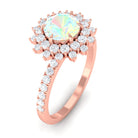 2 CT Round Ethiopian Opal Statement Engagement Ring with Moissanite Ethiopian Opal - ( AAA ) - Quality - Rosec Jewels