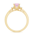 Classic Princess Cut Rose Quartz and Diamond Engagement Ring Rose Quartz - ( AAA ) - Quality - Rosec Jewels