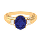 Lab Created Blue Sapphire Solitaire Engagement Ring with Diamond Lab Created Blue Sapphire - ( AAAA ) - Quality - Rosec Jewels