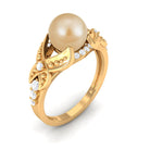 Vintage Style South Sea Pearl and Diamond Engagement Ring with Split Shank South Sea Pearl - ( AAA ) - Quality - Rosec Jewels