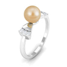 Cute Bow Engagement Ring with South Sea Pearl and Diamond South Sea Pearl - ( AAA ) - Quality - Rosec Jewels