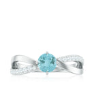 Infinity Shank Round Sky Blue Topaz Engagement Ring with Diamond Sky Blue Topaz - ( AAA ) - Quality - Rosec Jewels