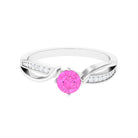 Infinity Shank Round Pink Sapphire Engagement Ring with Diamond Pink Sapphire - ( AAA ) - Quality - Rosec Jewels