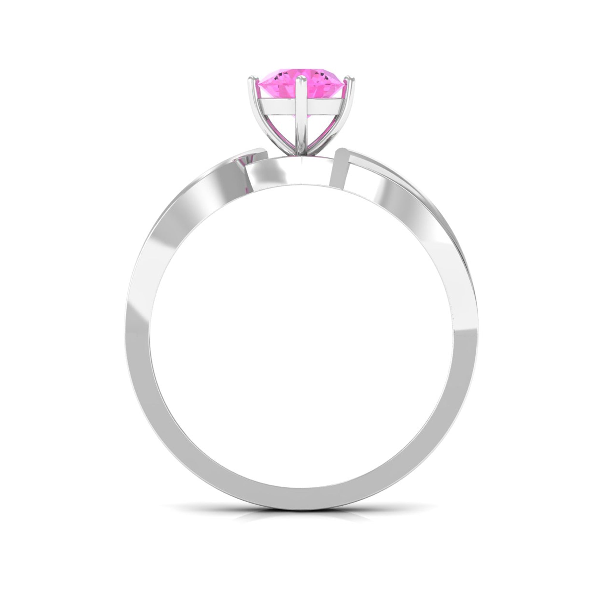 Infinity Shank Round Pink Sapphire Engagement Ring with Diamond Pink Sapphire - ( AAA ) - Quality - Rosec Jewels