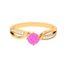 Infinity Shank Round Pink Sapphire Engagement Ring with Diamond Pink Sapphire - ( AAA ) - Quality - Rosec Jewels