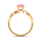 Infinity Shank Round Pink Sapphire Engagement Ring with Diamond Pink Sapphire - ( AAA ) - Quality - Rosec Jewels