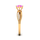 Infinity Shank Round Pink Sapphire Engagement Ring with Diamond Pink Sapphire - ( AAA ) - Quality - Rosec Jewels