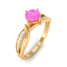 Infinity Shank Round Pink Sapphire Engagement Ring with Diamond Pink Sapphire - ( AAA ) - Quality - Rosec Jewels