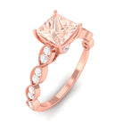 1.25 CT Princess Cut Morganite Solitaire Ring with Diamond Side Stones Morganite - ( AAA ) - Quality - Rosec Jewels