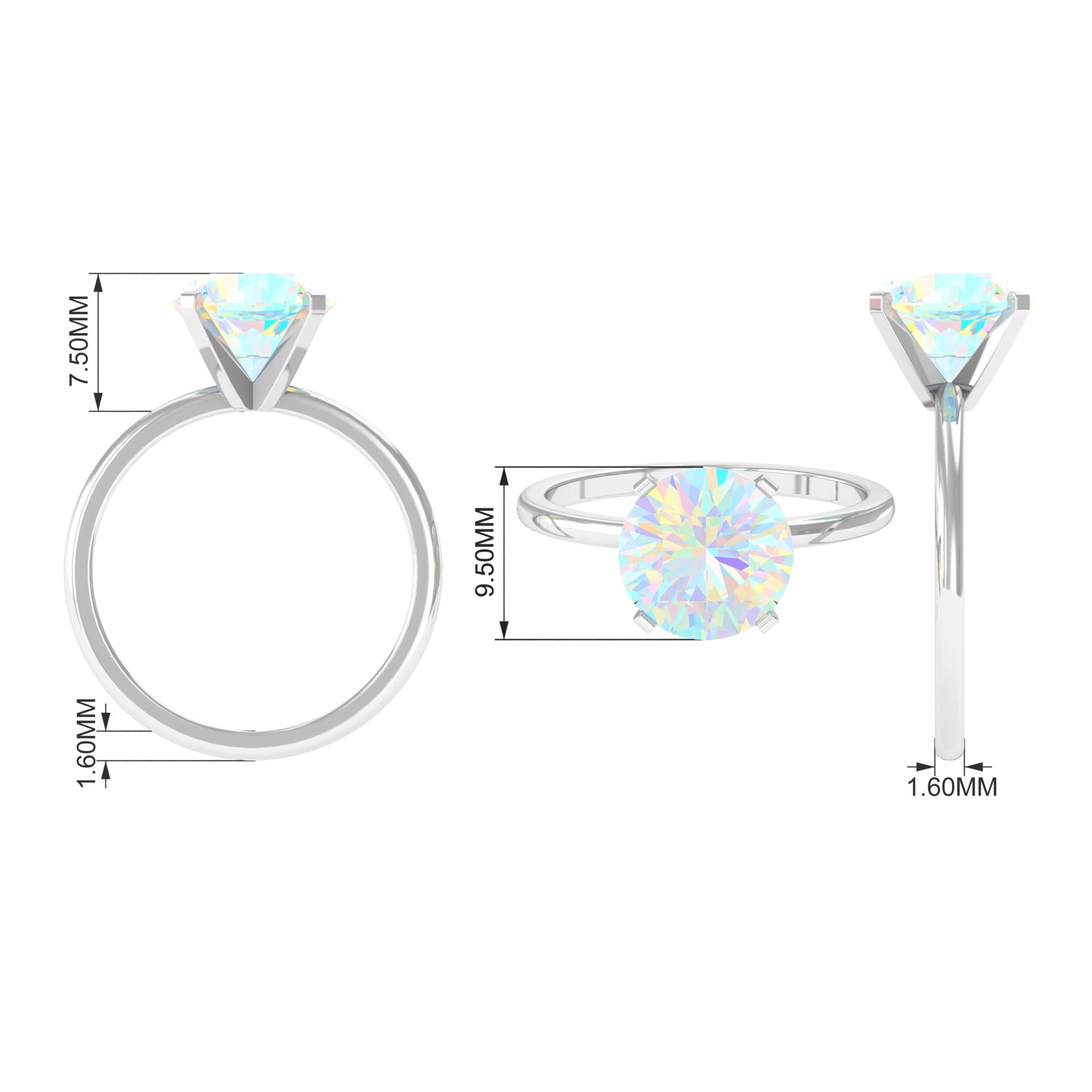 2 CT Round Cut Ethiopian opal Solitaire Engagement Ring in Peg Head Setting Ethiopian Opal - ( AAA ) - Quality - Rosec Jewels