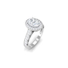 Vintage Style Oval Simulated Diamond Halo Engagement Ring Zircon - ( AAAA ) - Quality - Rosec Jewels