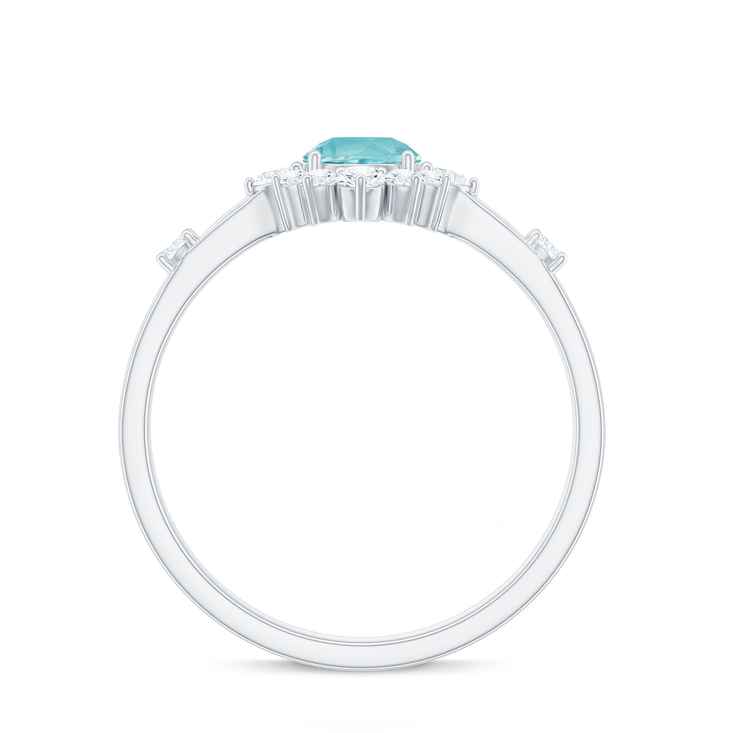 1 CT Round Sky Blue Topaz and Diamond Halo Engagement Ring Sky Blue Topaz - ( AAA ) - Quality - Rosec Jewels