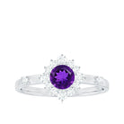 Round Amethyst and Diamond Classic Halo Ring Amethyst - ( AAA ) - Quality - Rosec Jewels