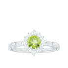 1 CT Round Peridot and Diamond Halo Engagement Ring Peridot - ( AAA ) - Quality - Rosec Jewels