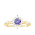 1 CT Round Tanzanite and Diamond Halo Engagement Ring Tanzanite - ( AAA ) - Quality - Rosec Jewels