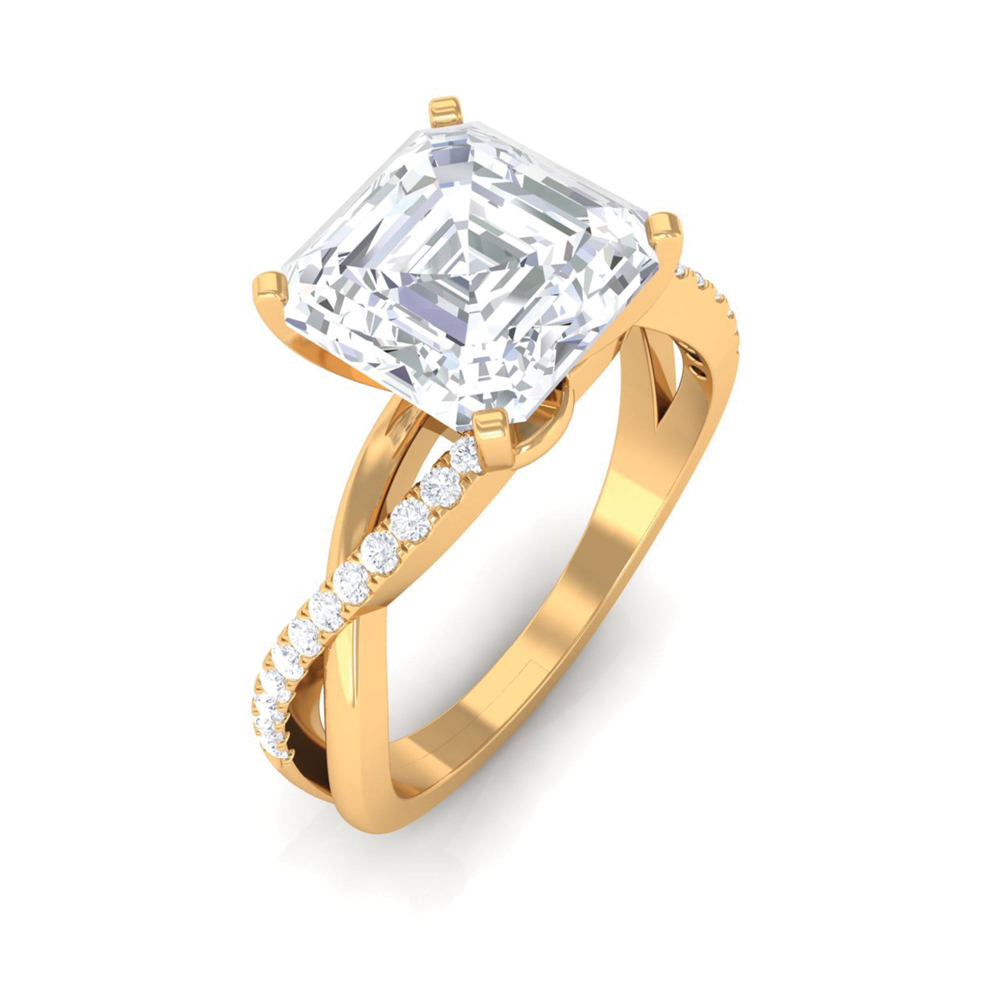 3.50 CT Asscher Cut Zircon Solitaire Engagement Ring in Infinity Shank Zircon - ( AAAA ) - Quality - Rosec Jewels