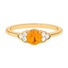 1 CT Fire Opal Engagement Ring with Diamond Trio Fire Opal - ( AAA ) - Quality - Rosec Jewels