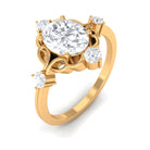 2.25 CT Oval Cut Solitaire Simulated Diamond Gold Cocktail Ring Zircon - ( AAAA ) - Quality - Rosec Jewels