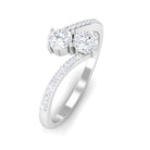 Bypass Moissanite Two Stone Engagement Ring Moissanite - ( D-VS1 ) - Color and Clarity - Rosec Jewels