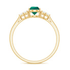 Pear Shaped Created Emerald Solitaire Engagement Ring with Diamond Trio Lab Created Emerald - ( AAAA ) - Quality - Rosec Jewels