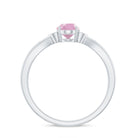 Oval Cut Real Rose Quartz Solitaire Engagement Ring with Diamond Rose Quartz - ( AAA ) - Quality - Rosec Jewels