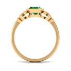 Bezel Set Oval Created Emerald Statement Engagement Ring with Diamond Lab Created Emerald - ( AAAA ) - Quality - Rosec Jewels