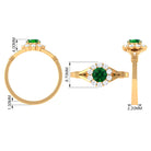 1 CT Round Created Emerald Flower Ring with Diamond Halo in Split Shank Lab Created Emerald - ( AAAA ) - Quality - Rosec Jewels