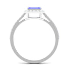 Tanzanite East West Engagement Ring with Diamond Accent Tanzanite - ( AAA ) - Quality - Rosec Jewels