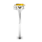 1 CT Oval Cut Solitaire Yellow Sapphire Unique Engagement Ring with Diamond Yellow Sapphire - ( AAA ) - Quality - Rosec Jewels