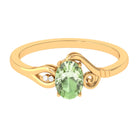 Oval Cut Solitaire Green Sapphire Unique Ring with Diamond Green Sapphire - ( AAA ) - Quality - Rosec Jewels