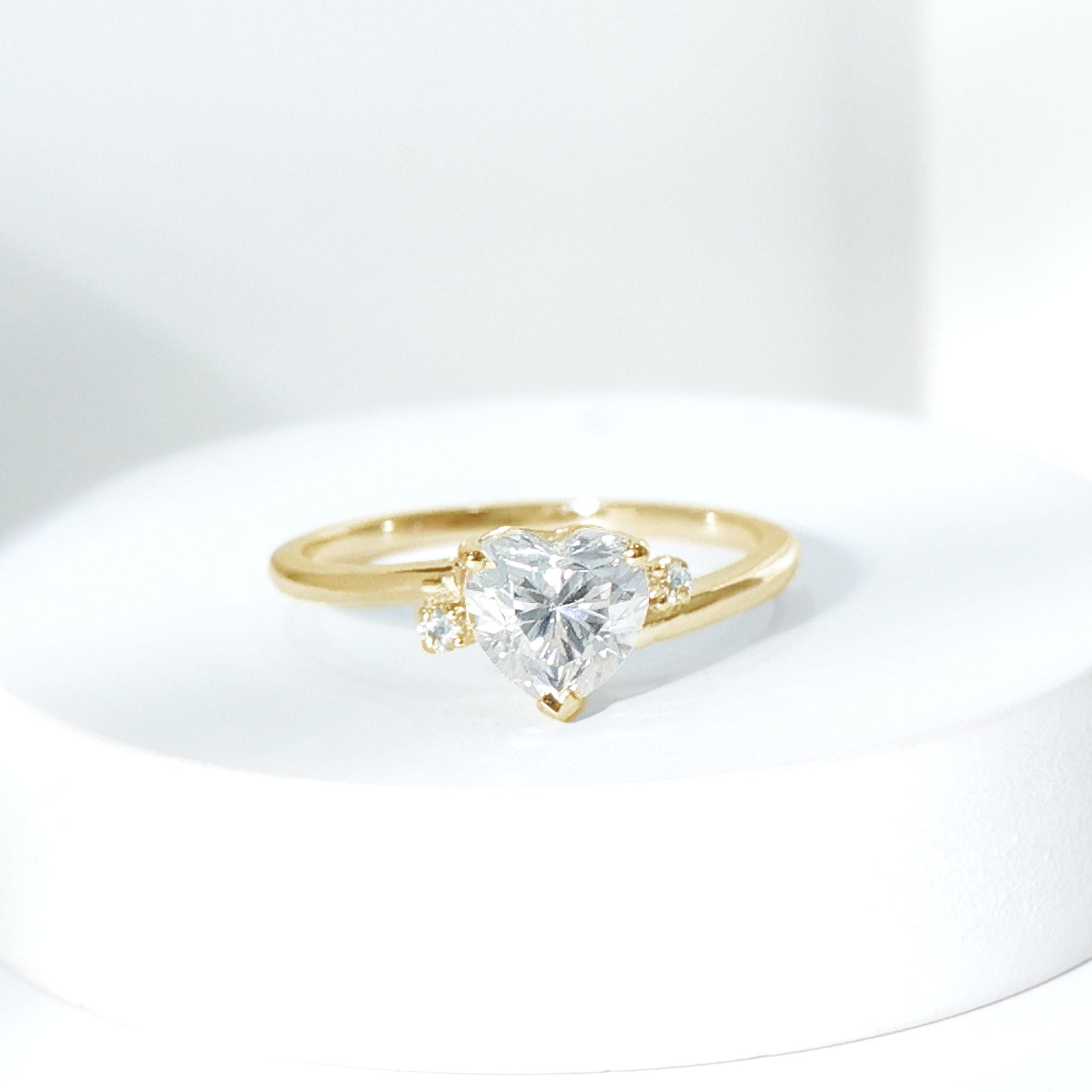 1 CT Solitaire Moissanite Heart Promise Ring in Gold Moissanite - ( D-VS1 ) - Color and Clarity - Rosec Jewels